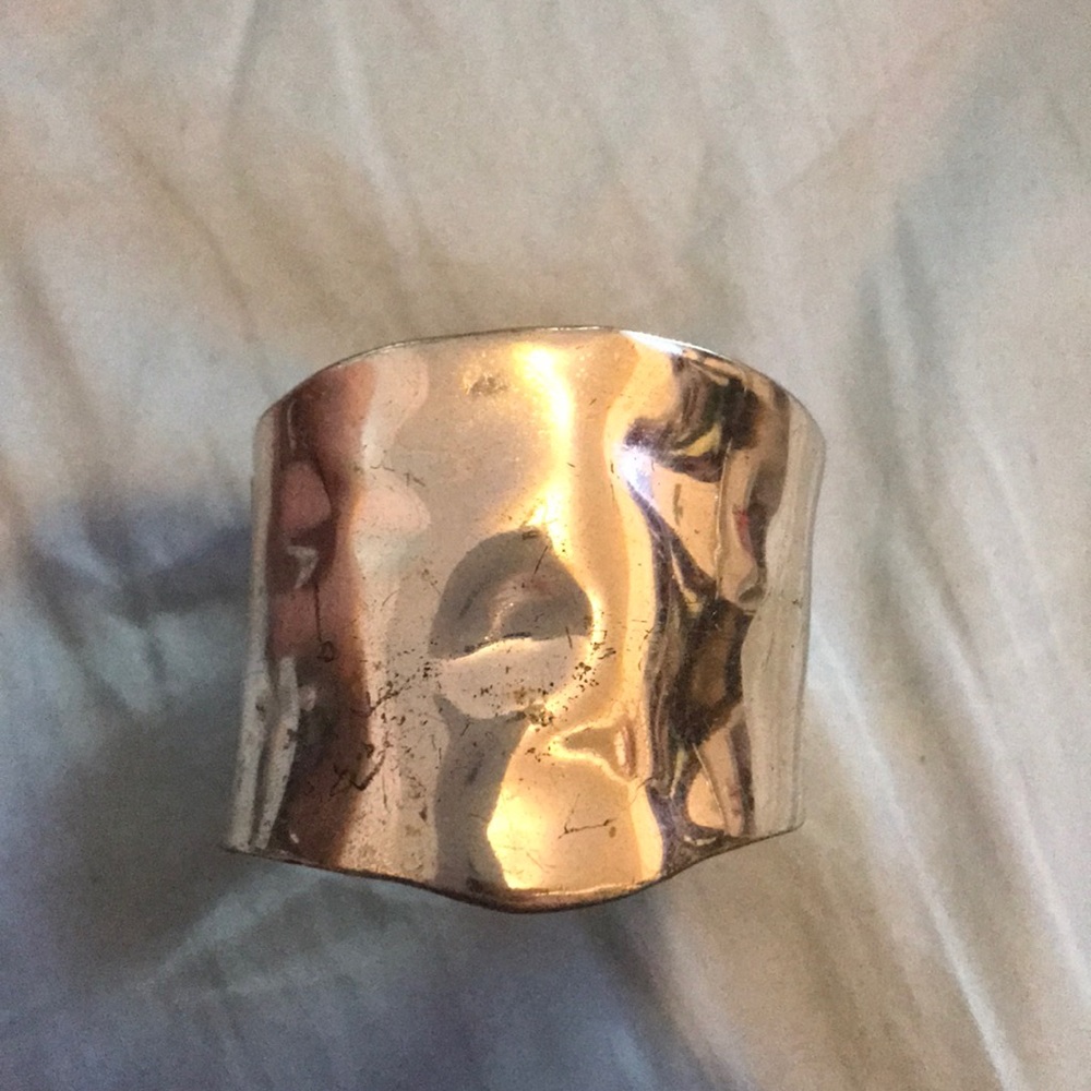 Sequin silver hammer plated cuff bracelet